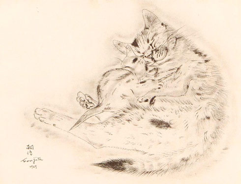 ここにもあそこにも！繰り返し描かれた藤田嗣治の猫たち | アトリエ 