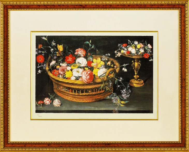 本物保証SALE！ 希少！ ヤン・ブリューゲル（父）1568-1625 | ウィーン観光 複製版画　ヤン・ブリューゲル（父）「花かご」 ジークレーにシルクスクリーン　2004年　限定250部 その他
