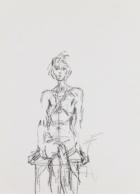 特注生産＊真作保証＊　ジャコメッティ「前向きに腰かける女のモデル」『DLM』127号より　 リトグラフ　1961年　オリジナル 石版画、リトグラフ