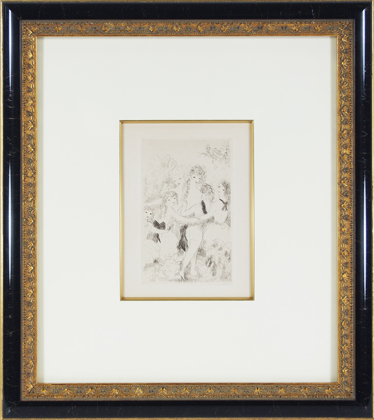 販売質屋＊真作保証＊　マリー・ローランサン 「ロンド」 『牧場の十人の娘』より　エッチング　1926年　オリジナル 銅版画、エッチング